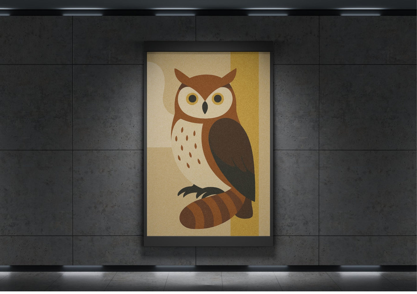 Midnight Gaze – Minimalist Owl Abstract Digital Wall Art | Earth Tone