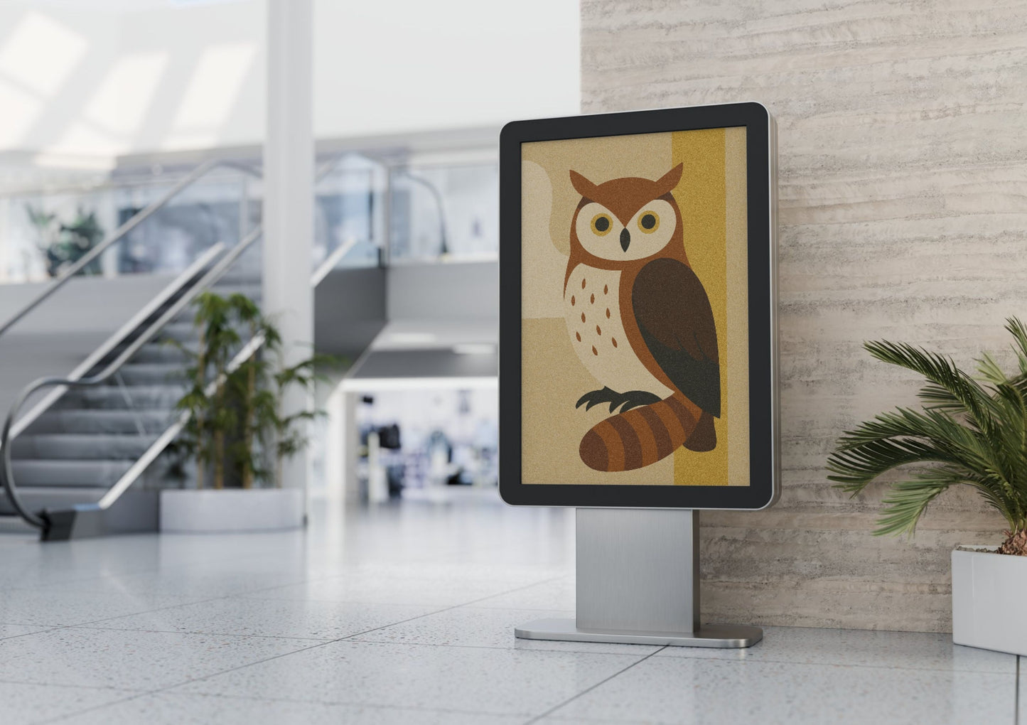Midnight Gaze – Minimalist Owl Abstract Digital Wall Art | Earth Tone