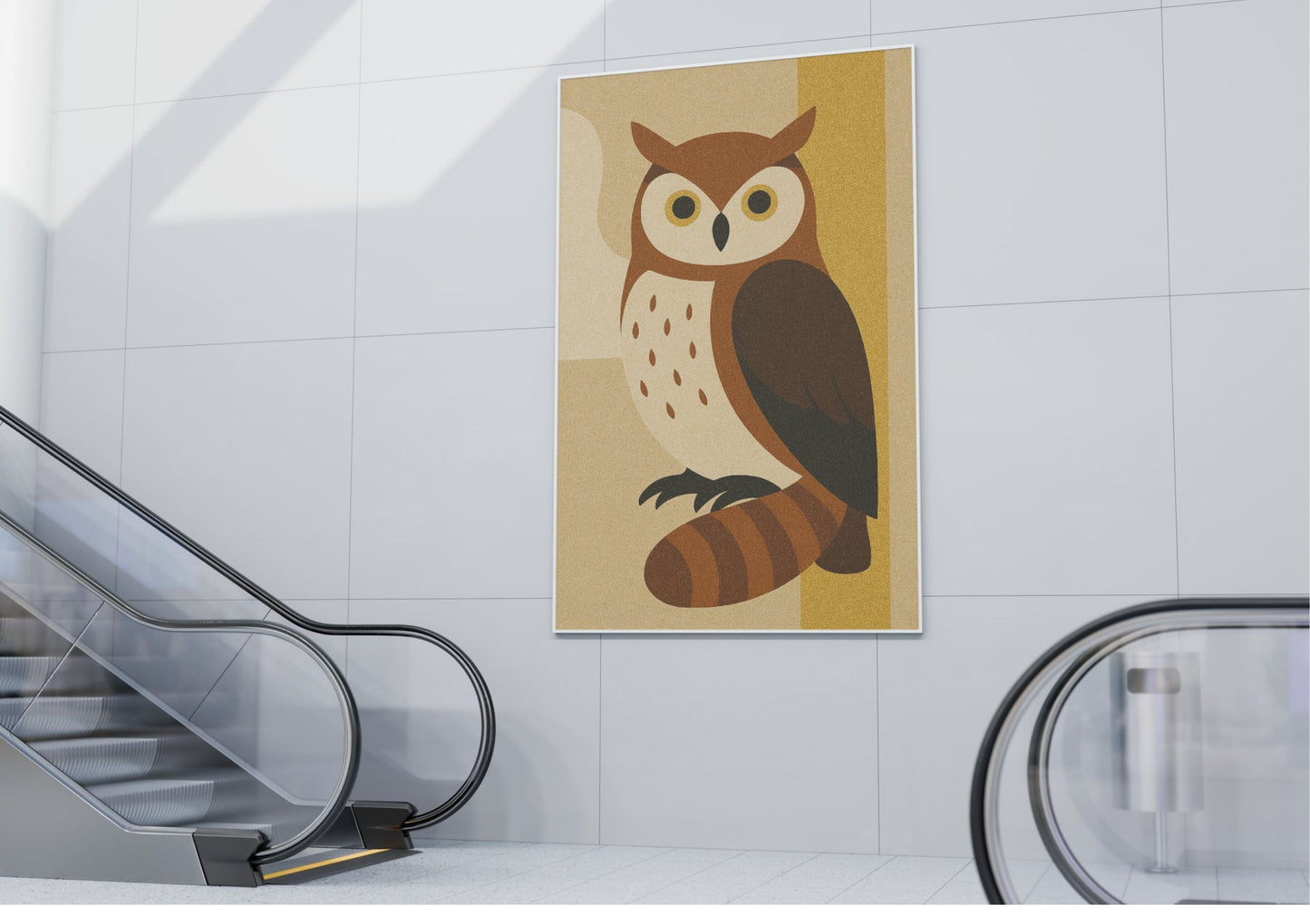 Midnight Gaze – Minimalist Owl Abstract Digital Wall Art | Earth Tone