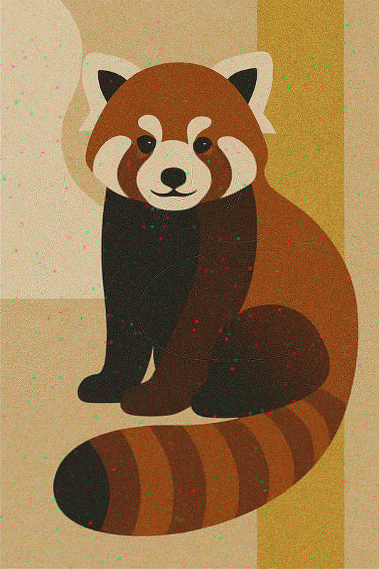 Urban Panda – Cubist Abstract Red Panda Digital Wall Art | Earth Tone