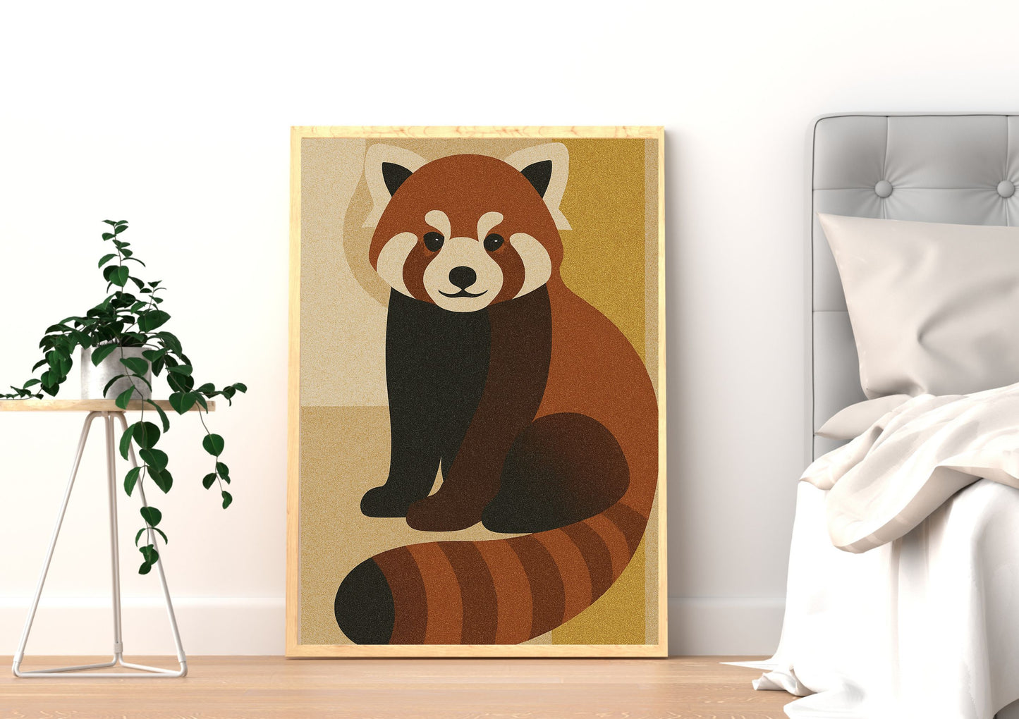 Urban Panda – Cubist Abstract Red Panda Digital Wall Art | Earth Tone
