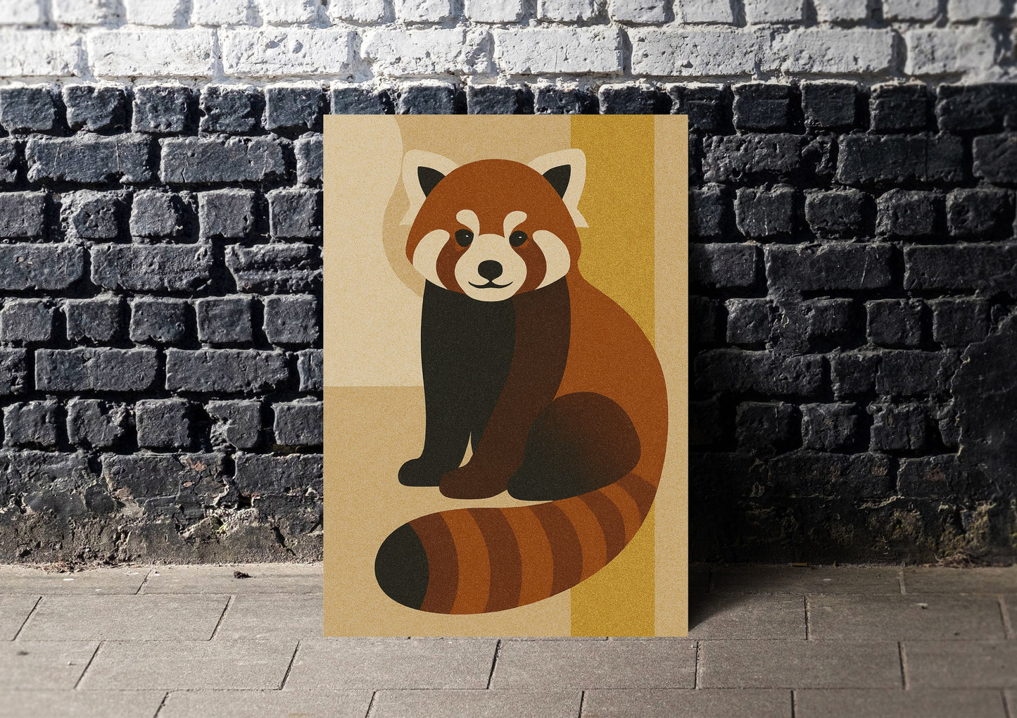 Urban Panda – Cubist Abstract Red Panda Digital Wall Art | Earth Tone